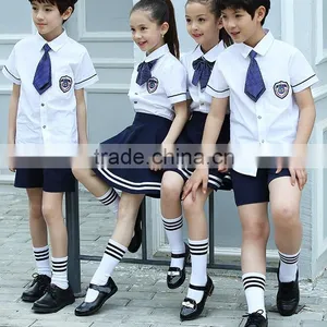 Manufacturers White and Dark Blue School Uniform Design for UK Primarty thumbnail-3