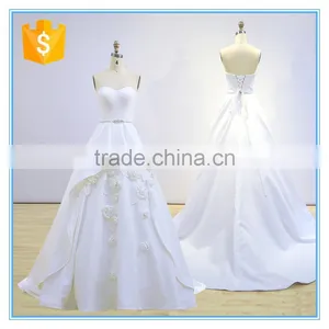 Elegant Vintage Handmade Appliqued Wedding Dress Ball Gown Beading thumbnail-1