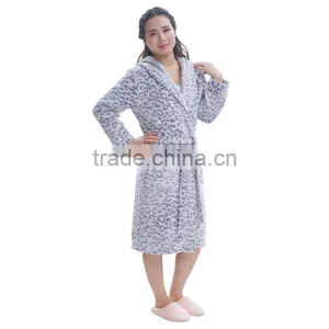 Women Hooded Fleece Casual Bathrobe Sleepwear thumbnail-1