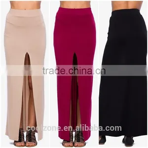 Sexy Latest Long Skirt Design Skirt Ladies Center Slit Maxi Skirt thumbnail-1