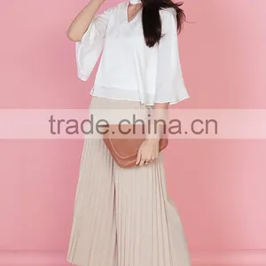 China Suppliers Women Wide Leg Pleated Pants thumbnail-1