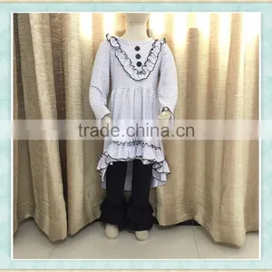 2017 Polka Dots Kurti Designs Baby Girls Long Sleeve Fall Outfit Real Picture OME Service thumbnail-3