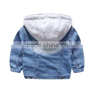 High Quality Fashion Children Wear With Hood Boy Kids Jean Jackets thumbnail-2