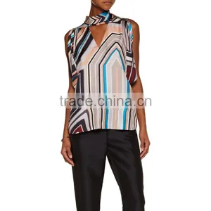 Printing Polyester Seamless Camisole Staple Fiber Lady Blouse New Style thumbnail-1