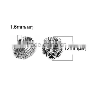 Wholesale Zinc Based Alloy Lion Animal Antique Silver Spacer Beads thumbnail-2