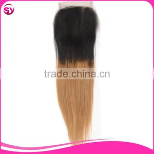 1B/27 Lace Closure Bleached Knots Ombre Blonde Hair Closure Piece, Free Parting Lace Closure Blonde thumbnail-5