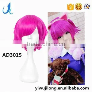 2016 Cheap Fashion Synthetic Hair Wig Rose Red Colored Cosplay Party Wig For Wholesale thumbnail-1