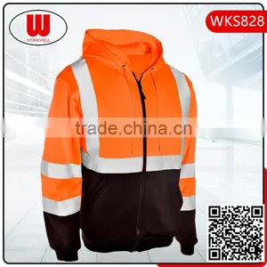 Orange Black High Visibility Hoody Jacket Reflective thumbnail-1