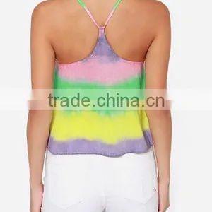 Tie Dye Brazil Tank Top, Wholesale Rainbow Tank Top Women thumbnail-4