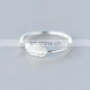 925 Sterling Silver Adjustable Leaf Stacking Ring Minimalist Ring Gift For Her thumbnail-1