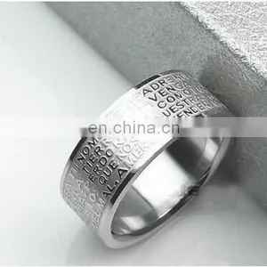 New Arrival Couple Cross Ring Bible Text Titanium Steel Jewelry Rings Women Mens thumbnail-3