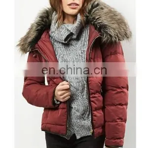 Newest Design Winter Soft Faux Fur Collar Padding Jacket for Lady thumbnail-2
