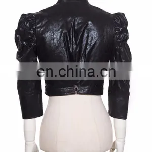 Gothic Fetish Synthetic Leather Crop Top Jacket thumbnail-3