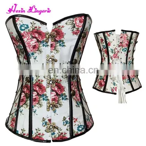Wholesale Halloween Women Vintage Printed Underbust 14 Latex Corset thumbnail-2
