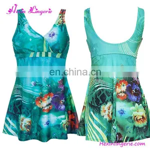 Summer Green v Neck Two Piece Floral High Waist Custom Printed Swimsuit thumbnail-1