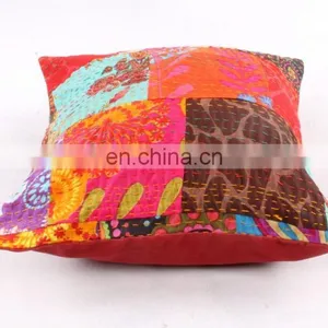 Cotton Handmade Multi Patch Work Ethnic Cushion Cover Throw Pillow Case thumbnail-3