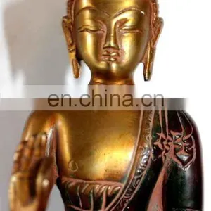 Tibetan Brass Shakyamuni Medicine Buddha Statue Buddhism Showpiece Sating Buddha Statue Blessing Buddhism Art Ethnic Decorative thumbnail-3