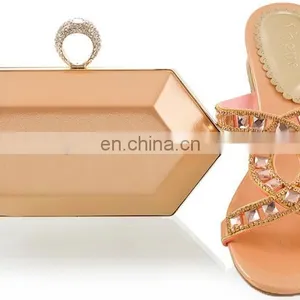 Peach Colored Shoes Matching Clutch Bag Set for Wedding thumbnail-1