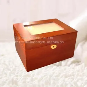 Mahogany Photo Frame Wooden Pet Aftercare Memorial Keepsake Boxes With Lock and Key thumbnail-1