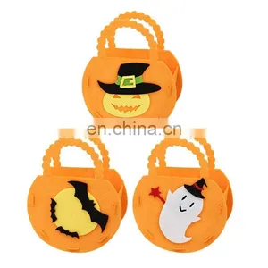 New Customized Printed Felt Trick Treat Tote Bags Halloween Felt Pumpkin Candy Bag thumbnail-1