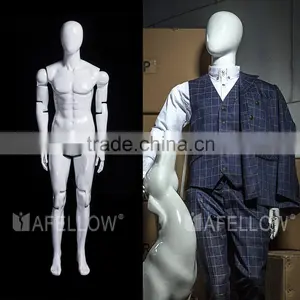 Fiberglass Glossy White Male Egg Head Movable Mannequins thumbnail-2