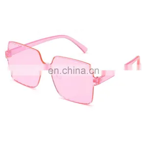 2019 Made in China, Fashion Boys Girls Lightweight Funny Wholesale Pink Square Sunglasses Uv400 Big Glasses Frame Kids/ thumbnail-1
