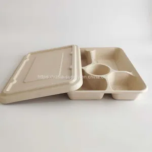 Biodegradable 5 DEEP COMPARTMENTS TRAY SUGARCANE With Sauce Compartment thumbnail-1