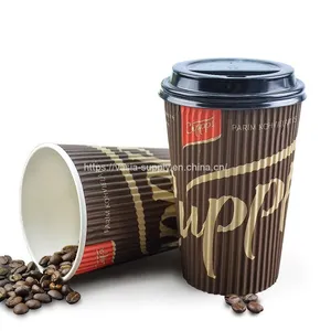 Restaurant Supply Custom Logo China Wholesale 12oz Paper Cups & Lids for Sale thumbnail-1