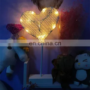 Creative Ramadan Decoration Led Star Moon Heart Shape Lighting Party Decoration Light Home Decor Light Led With Wooden Stand thumbnail-3
