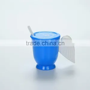 Reusable Cartoon Plastic Cups With Handle,lid and Spoon--Blue thumbnail-1