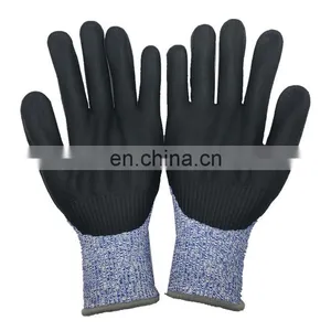 Customized 13 Gauge Industrial PU HPPE Knitting Anti Cut Resistant Level 5 Working Safety Gloves For Men thumbnail-4