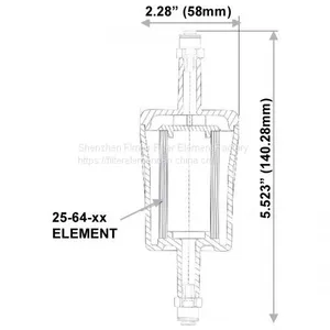 Fluorocarbon Borosilicate Glass Microfiber Element DIF-LNxx-1/4″PTC thumbnail-2