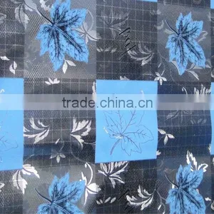 Double Side Golden Square Plaid and Maple Leaf PVC Tablecloth Made in China thumbnail-2