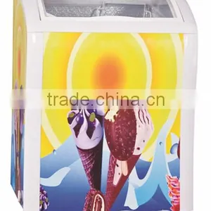 Curved Glass Door Showcase Chest Freezer for Ice Cream thumbnail-4