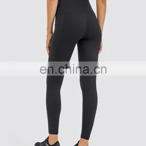 New Wholesale High Waist Tummy Control Yoga Leggings Nude Feeling With Side Pockets Sports Gym Legging Pants Women Yoga Tights thumbnail-3