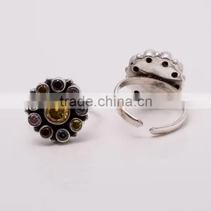 MULTI-STONE TOE RING ,925 Sterling Silver Jewelry Wholesale,WHOLESALE SILVER JEWELRY,SILVER EXPORTER,SILVER JEWELRY FROM INDIA thumbnail-1