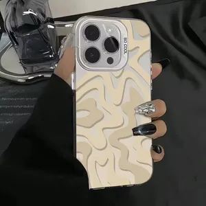 Luxury Fashion Stripe Wave Matte Texture Phone Case for IPhone Shockproof Bumper Cover thumbnail-2