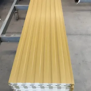Metal Exterior Wall Sandwich Panel 0.6mm Thickness Rockwool Core Fireproof for Industrial Building thumbnail-1