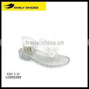 Kid's White Jelly Sandal With Flower thumbnail-1