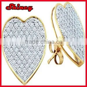 Gold Plated Earring With Paved Zircon_heart Shaped Gold Filled Earring With Silver in thumbnail-1