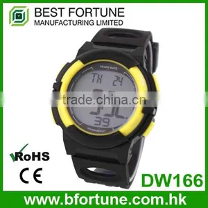 DW166 Healthy Sport Product Rubber Chrono Timer Function Heart Rate Monitor Watch thumbnail-1