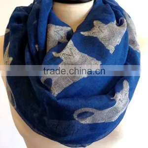 Wholesale Vogue Popular Women Daily Must-have Polyester Voile Fabric Cute Cat Print Infinity Neck Tube Scarf thumbnail-1