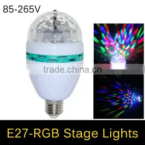 NEW Style RGB Full Color E27 3W AC 110V 220V LED Bulb Crystal Auto Rotating Stage Effect DJ Mini Laser Disco Stage Light Lamp thumbnail-1