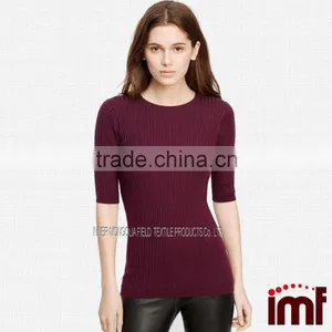 Women Cashmere Sweater Short Sleeve Jumper Pullover Tunic Top Knit Crochet thumbnail-2