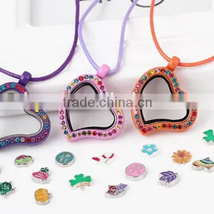 New Design Colorful Heart Living Glass Locket Lady Jewelry Low Moq thumbnail-2