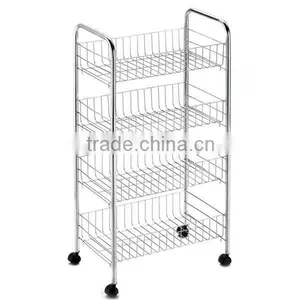 Room Essentials 4 Tier Moving Metal Kitchen Storage Trolley thumbnail-1