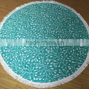 Printed Design Cotton Beach Towel With Tassel, Towel Used Home Decoration thumbnail-1