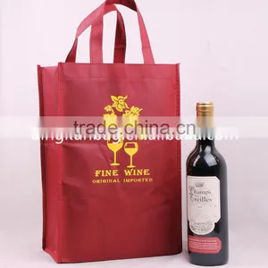 2015 Factory pp Non Woven Promotion Cheap Wine Bag With Logo in Custom thumbnail-1