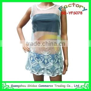 Latest Design Hot Fashion Mesh Lace Embroidered White Blouse Sexy Hollow Beach Vest thumbnail-1