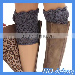 HOGIFT Knitting Flowers Boot Cuffs,Handmade Lace Boot Toppers thumbnail-3